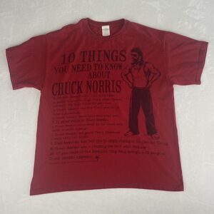 Chuck Norris 10 Things You Need To Know Shirt Adult Large Red Short Sleeve Y2K